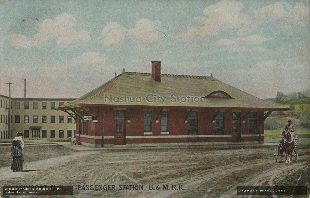 Postcard: Newport, New Hampshire.  Passenger Station, Boston & Maine Railroad